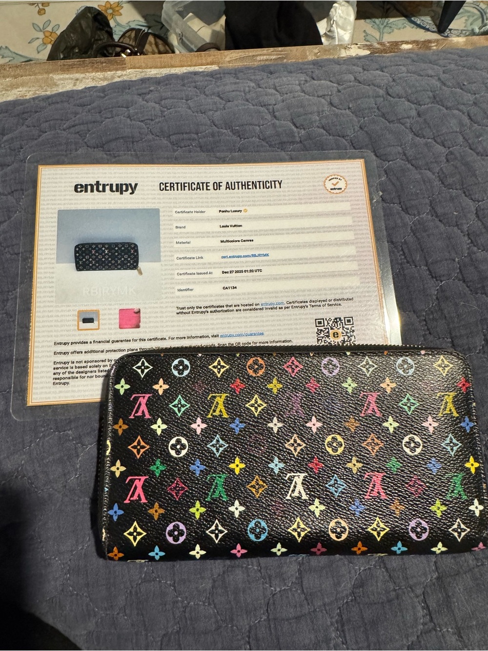 Louis Vuitton Black Multicolor Monogram Zip Around Wallet